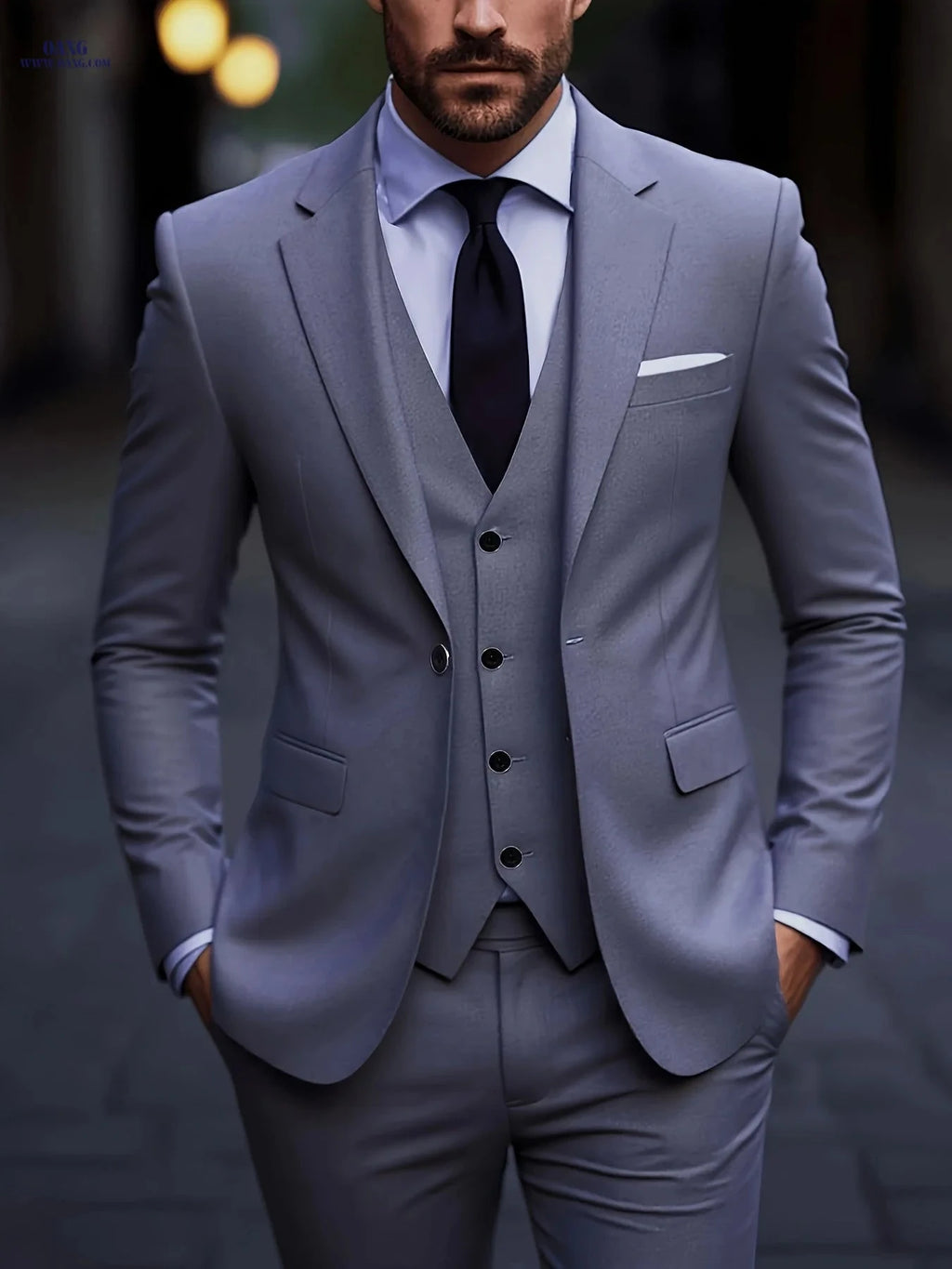 Men's 3pcs Suit Set - Jacket, Vest & Trousers for Formal Events   OAXG 