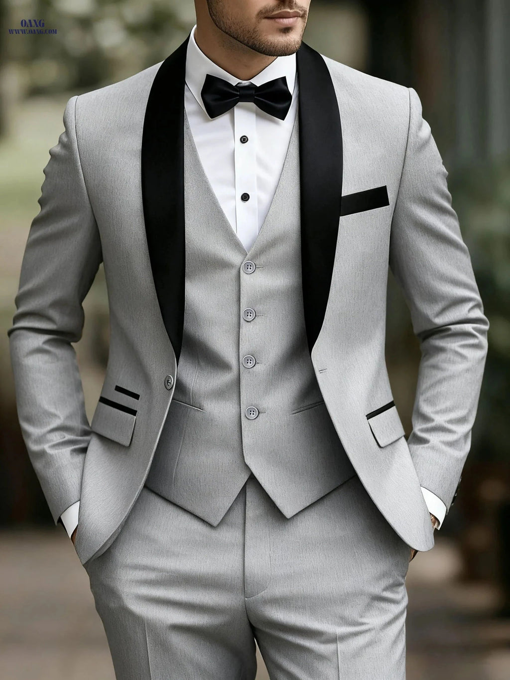 Men's 3pcs Suit Set - Jacket, Vest, Trousers for Weddings & Parties   OAXG 