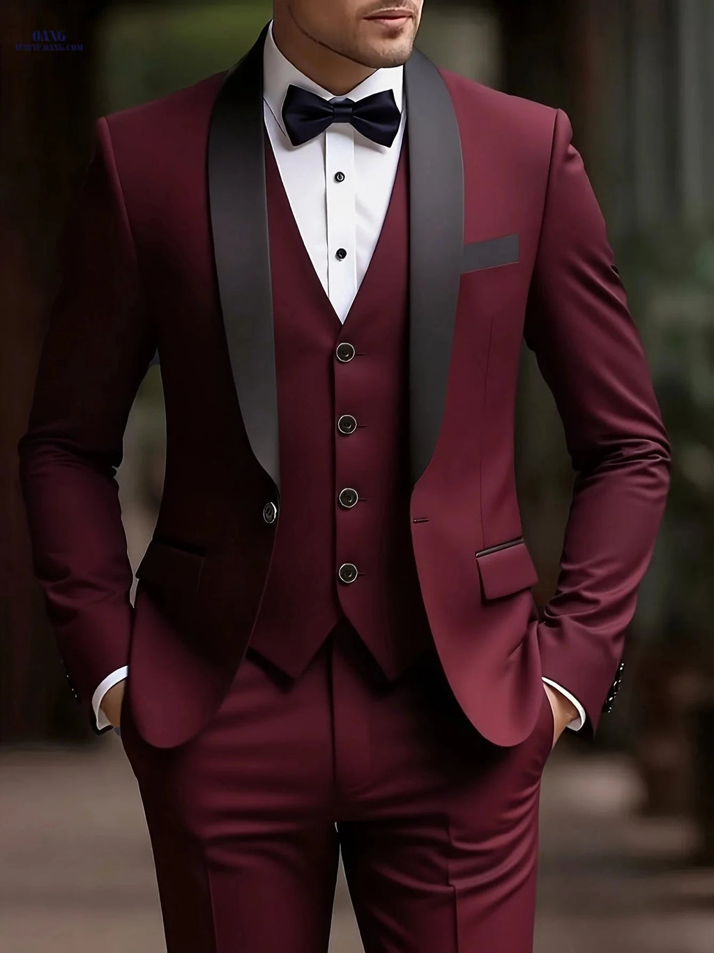 Men's 3pcs Suit Set - Jacket, Vest, Trousers for Weddings & Parties   OAXG Black / FR XXS