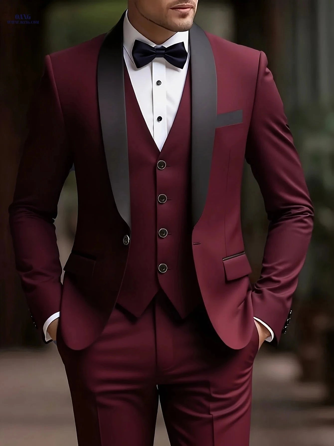 Men's 3pcs Suit Set - Jacket, Vest, Trousers for Weddings & Parties   OAXG Black / FR XXS
