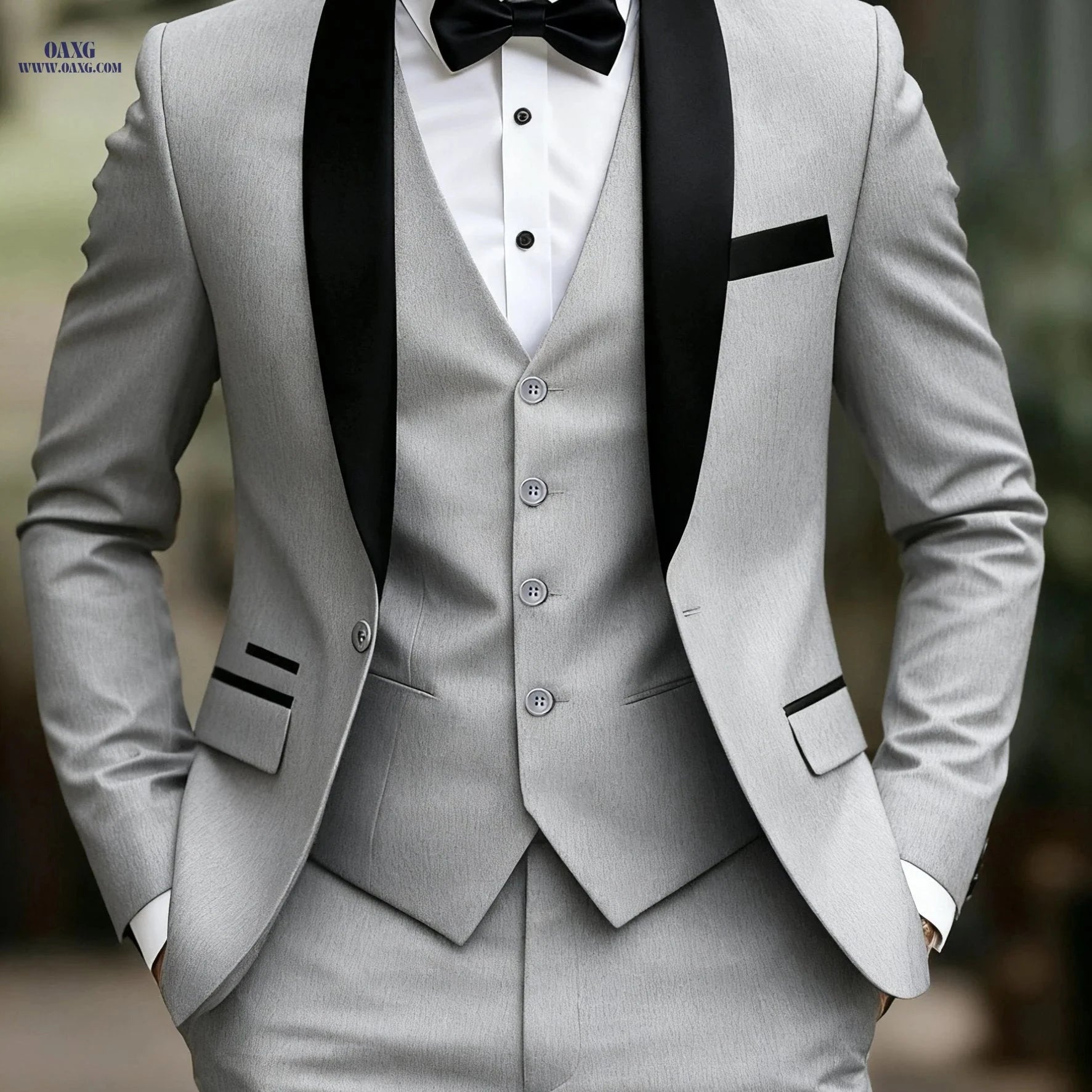 Men's 3pcs Suit Set - Jacket, Vest, Trousers for Weddings & Parties   OAXG 