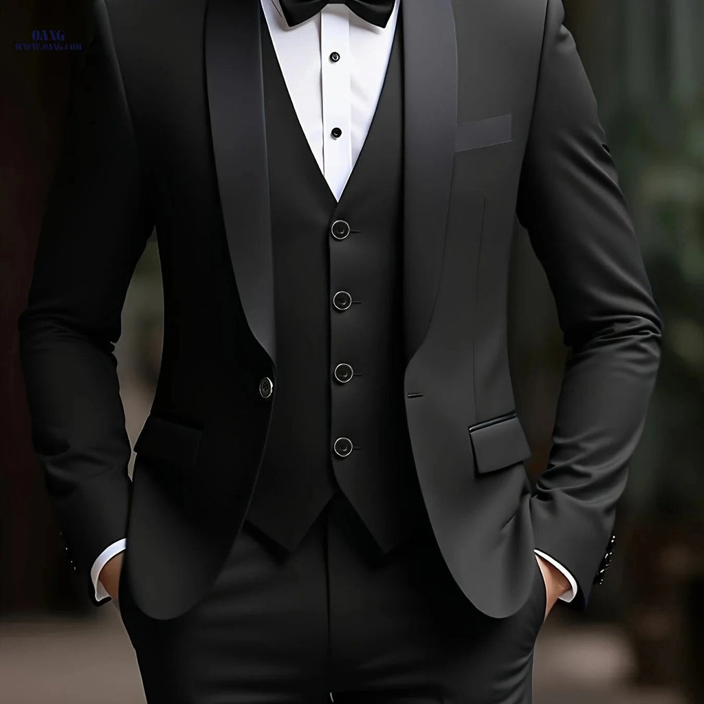 Men's 3pcs Suit Set - Jacket, Vest, Trousers for Weddings & Parties   OAXG 