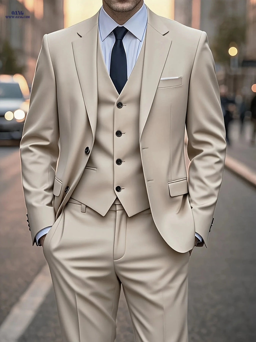 Men's 3pcs Suit Set - Stylish Jacket, Vest, and Trousers for Events   OAXG 