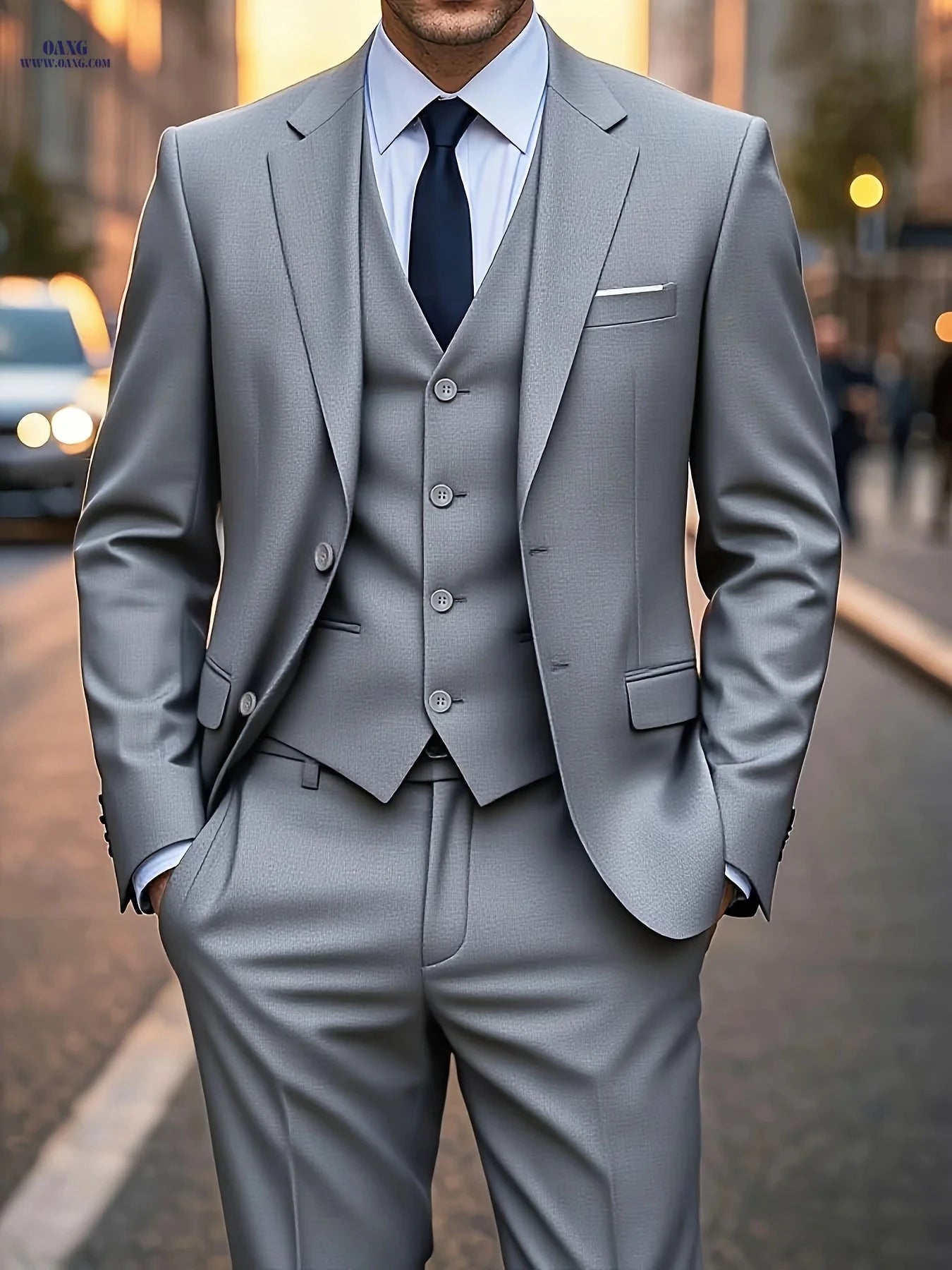 Men's 3pcs Suit Set - Stylish Jacket, Vest, and Trousers for Events   OAXG 