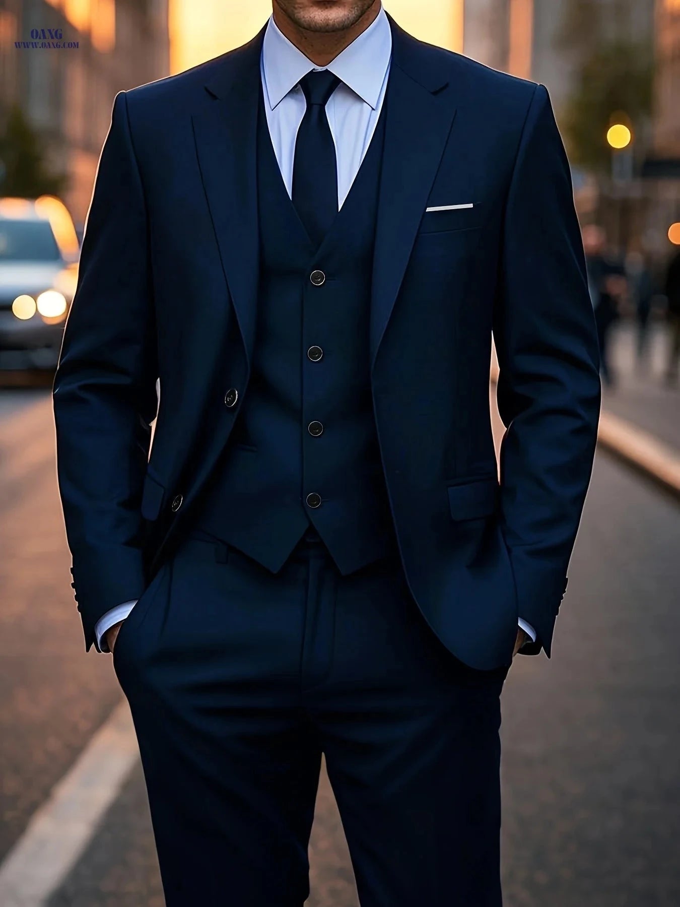Men's 3pcs Suit Set - Stylish Jacket, Vest, and Trousers for Events   OAXG 