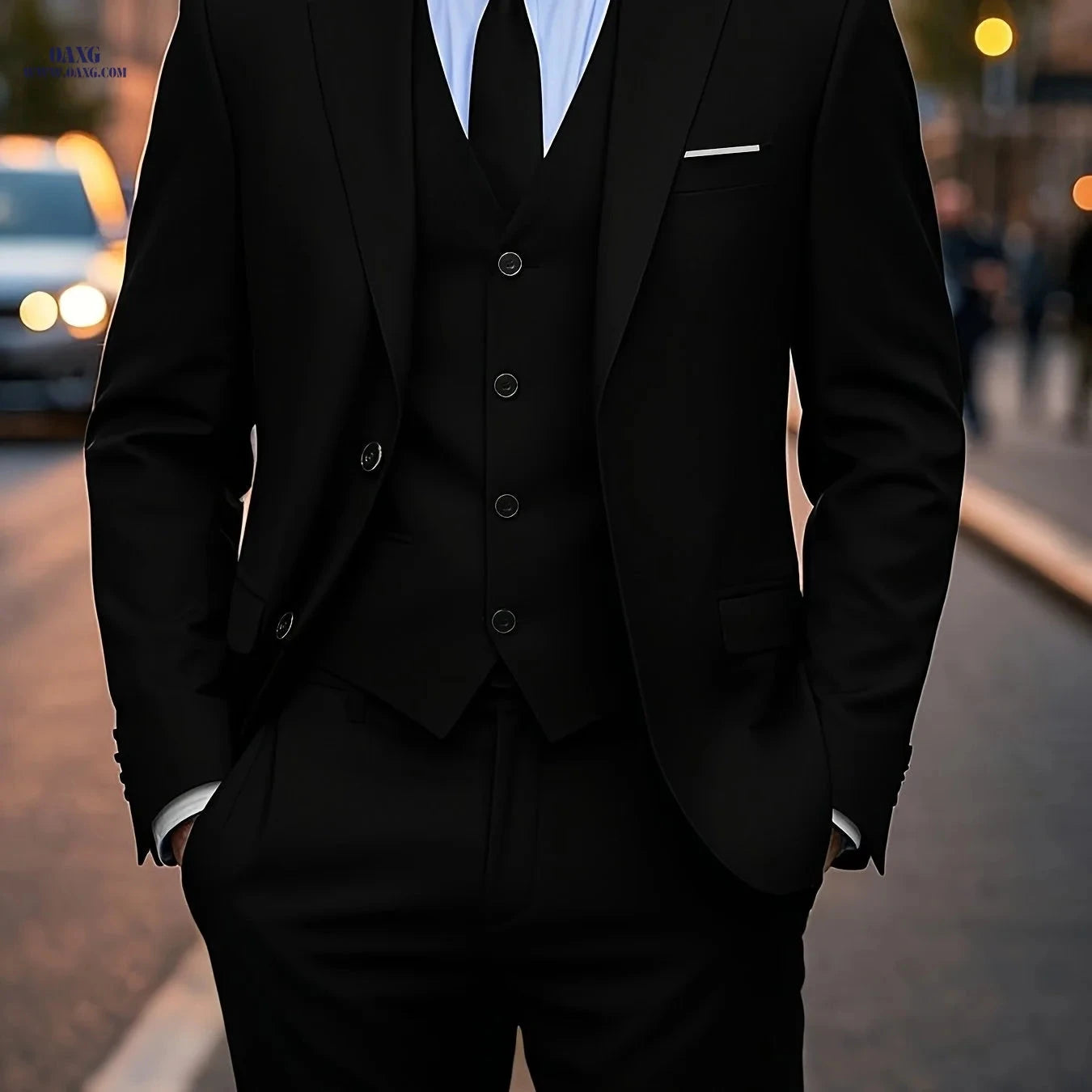 Men's 3pcs Suit Set - Stylish Jacket, Vest, and Trousers for Events   OAXG Burgundy / FR S