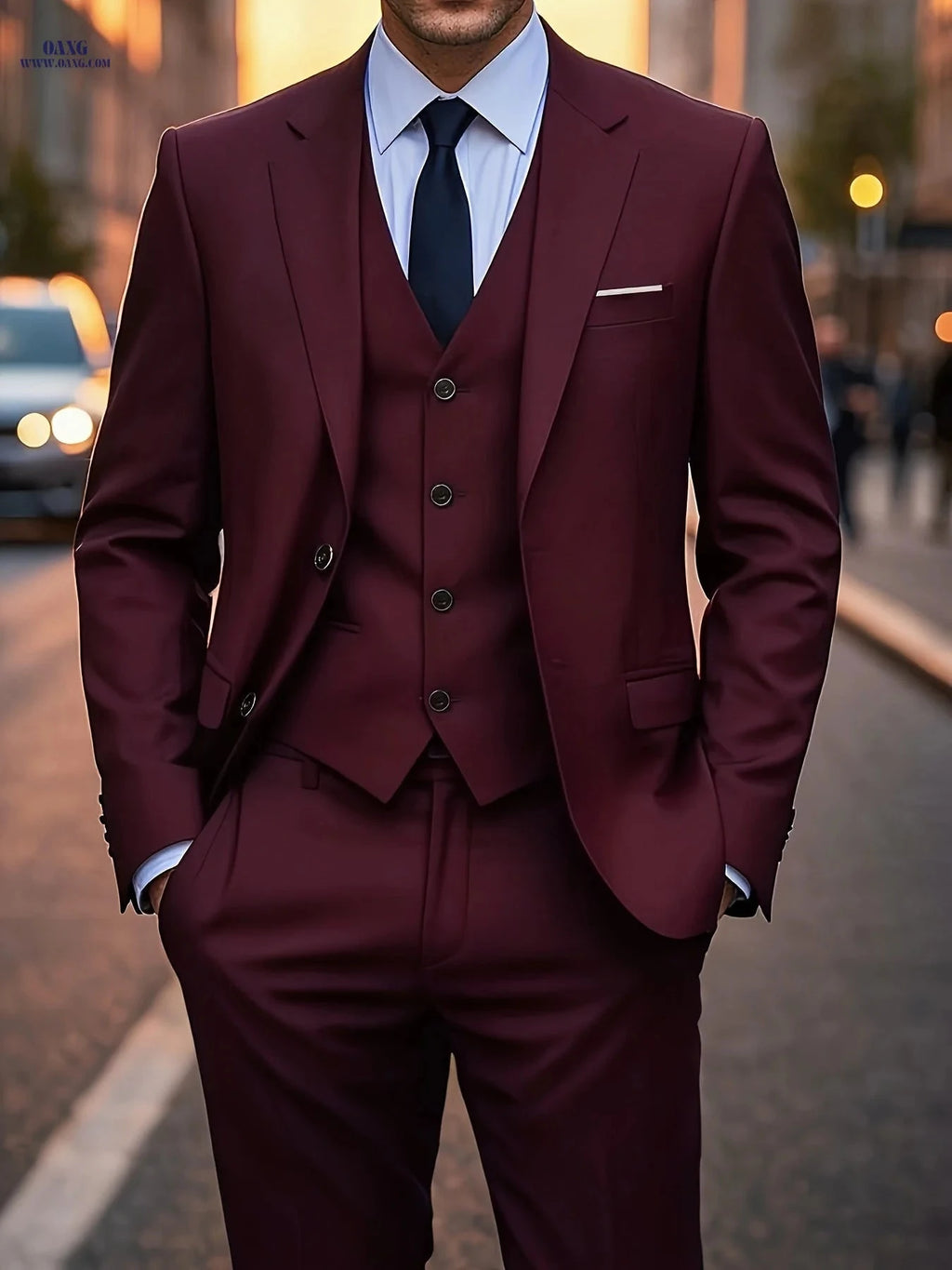 Men's 3pcs Suit Set - Stylish Jacket, Vest, and Trousers for Events   OAXG 