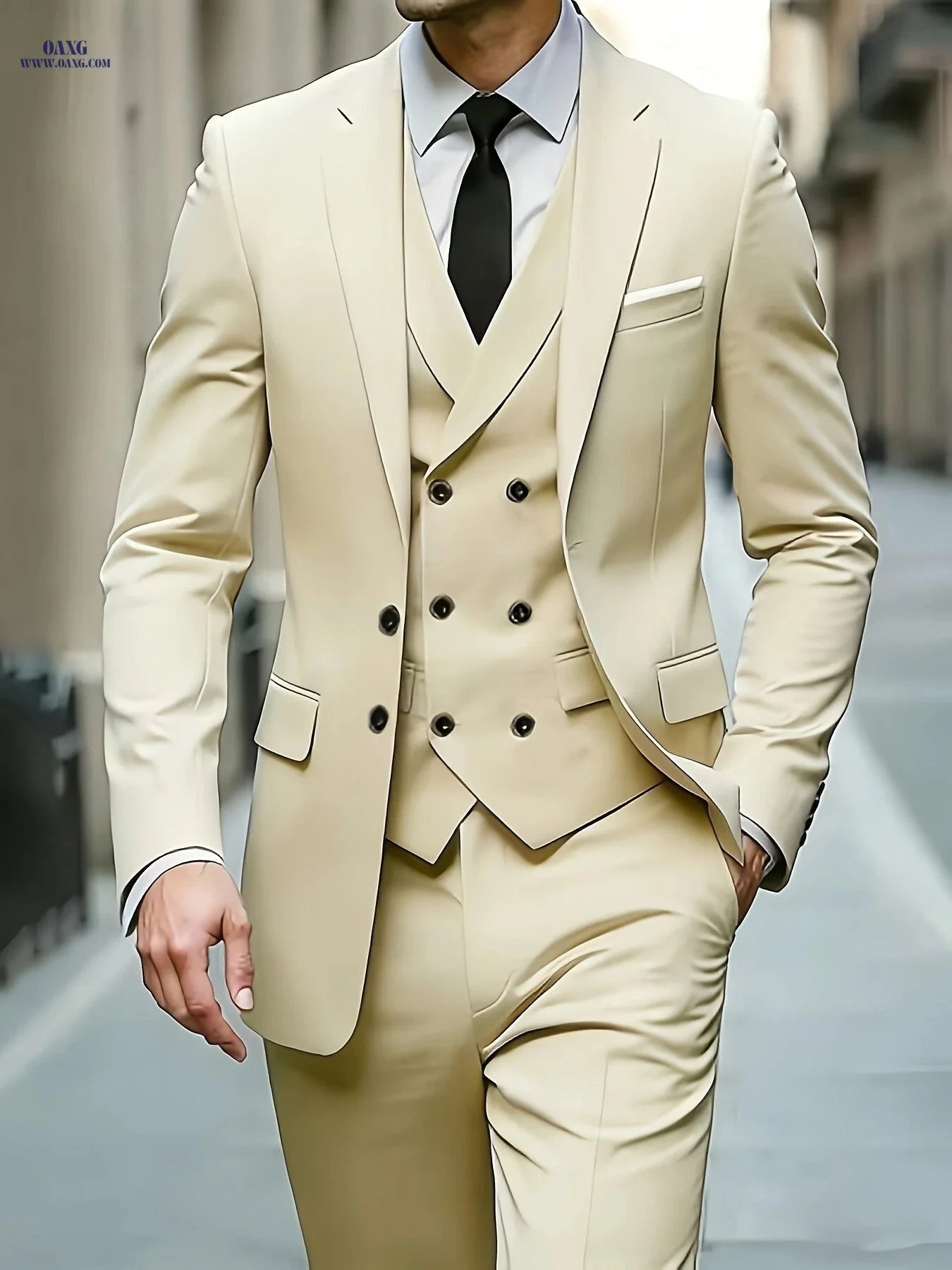 Men's 3pcs Suit Set - Versatile for Work, Weddings, and Commuting   OAXG 