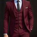 Men's 3pcs Suit - Structured Silhouette for Business & Weddings   OAXG 