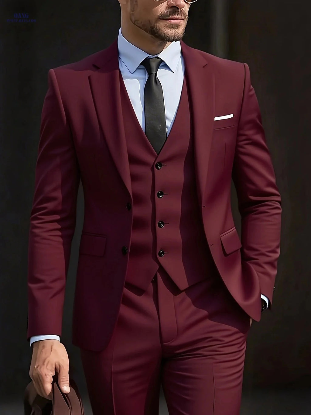 Men's 3pcs Suit - Structured Silhouette for Business & Weddings   OAXG Burgundy / FR XXS