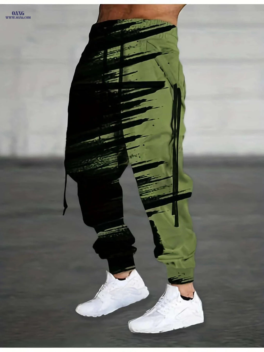 Men's Abstract Print Jogger Pants - Comfortable Drawstring Waist Design   OAXG Khaki / S
