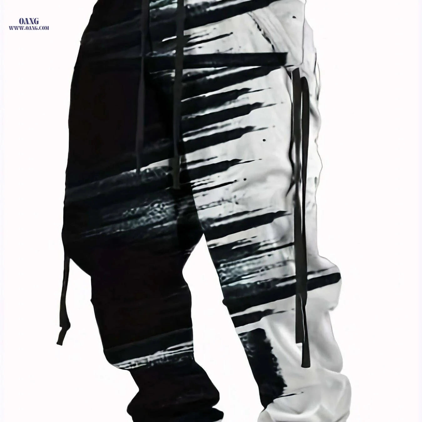 Men's Abstract Print Jogger Pants - Comfortable Drawstring Waist Design   OAXG Khaki / S