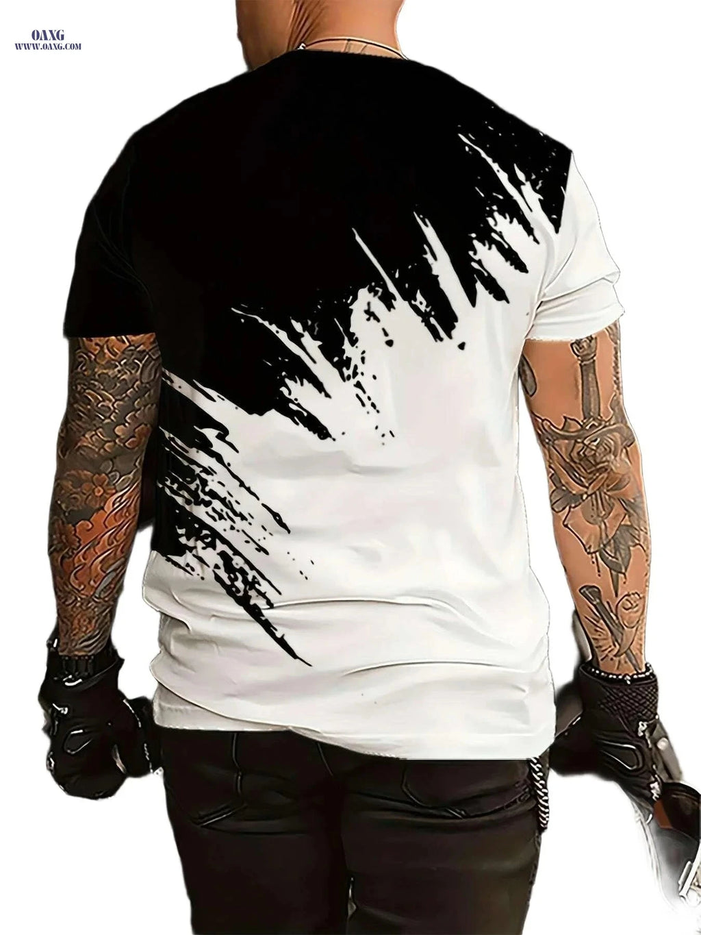 Men's Abstract Print T-Shirt - Vibrant Colors & Breathable Fabric   OAXG White / S