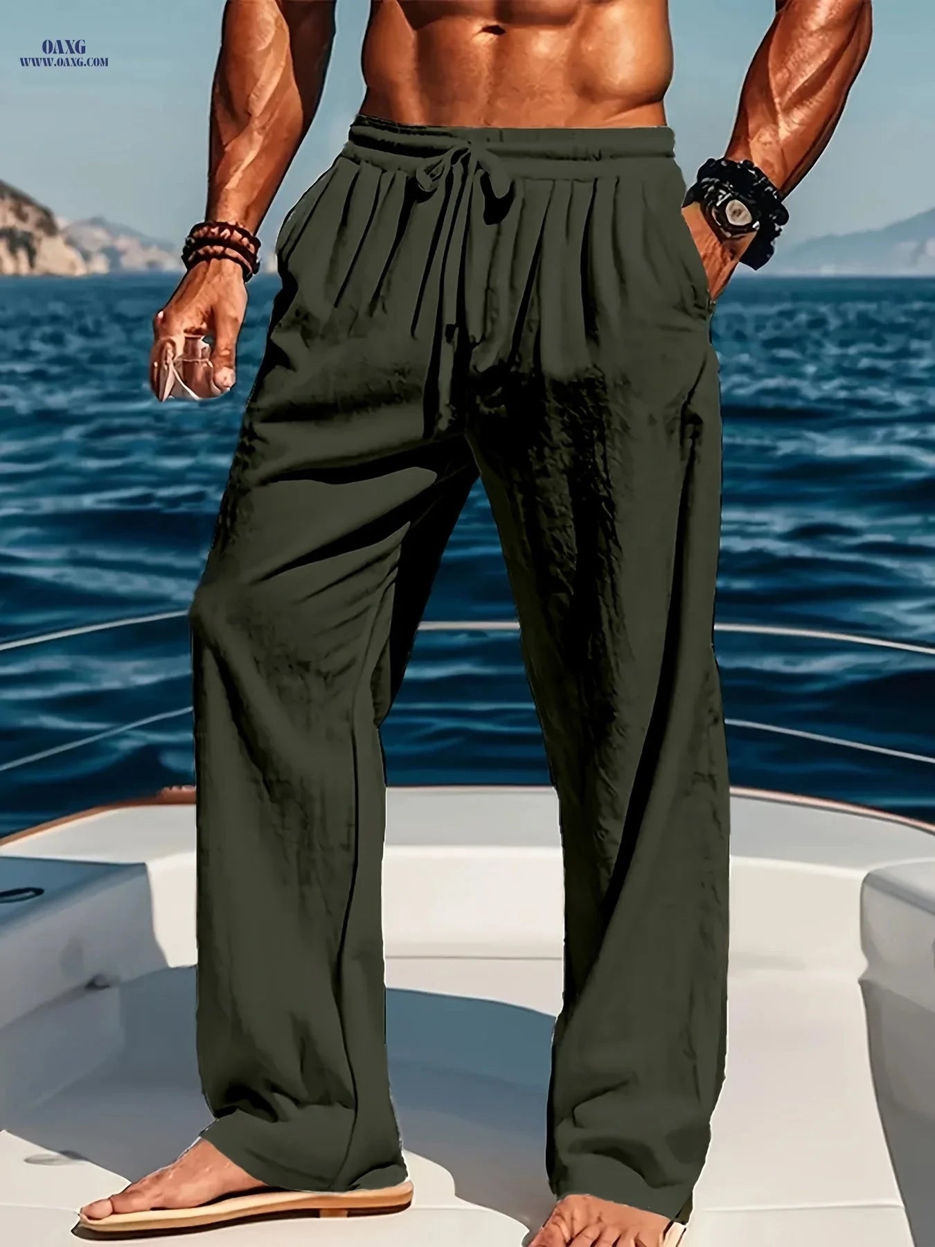 Men's All-Season Casual Drawstring Pants - Comfortable Loose Fit   OAXG 