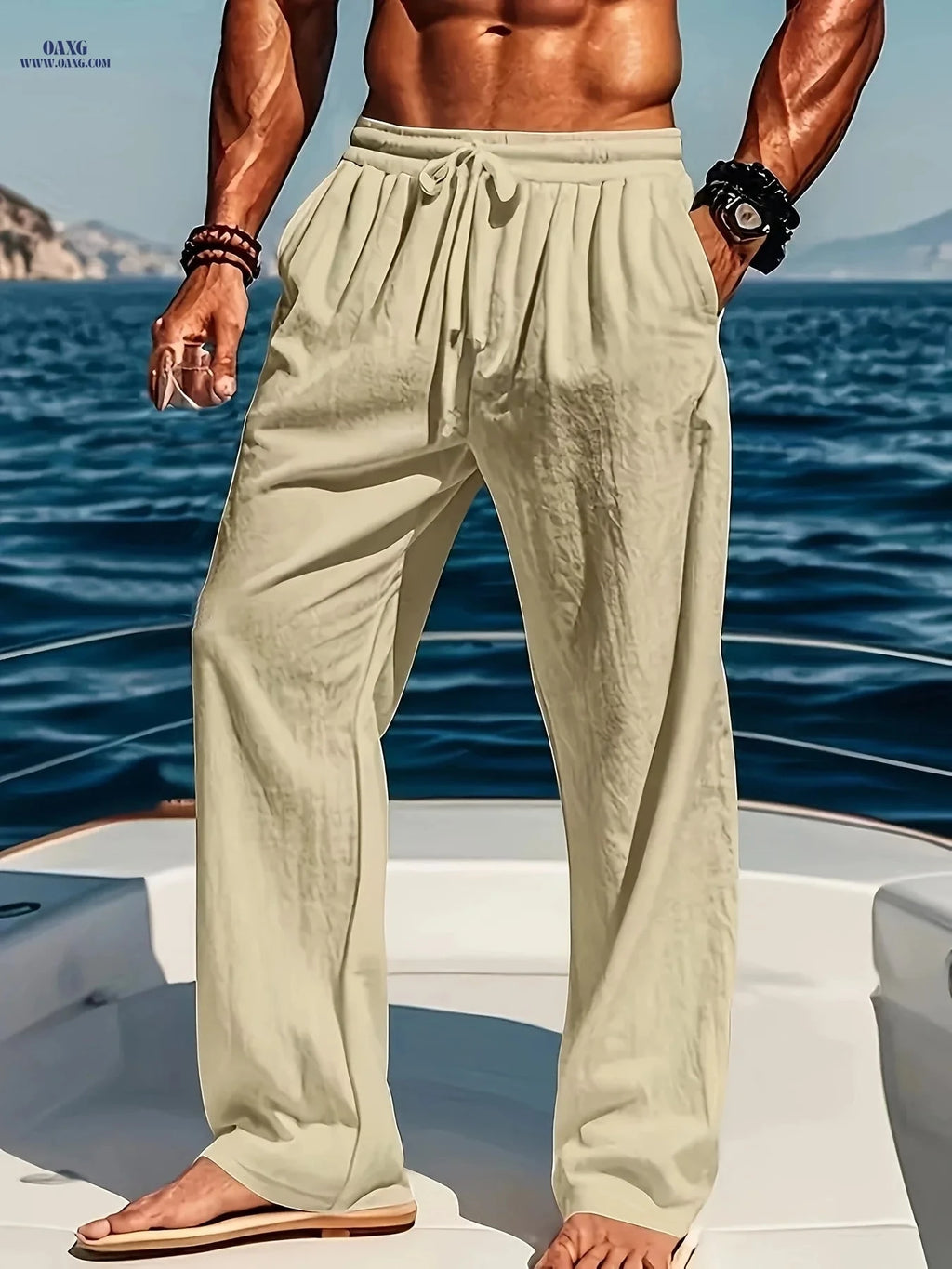 Men's All-Season Casual Drawstring Pants - Comfortable Loose Fit   OAXG Black / FR S