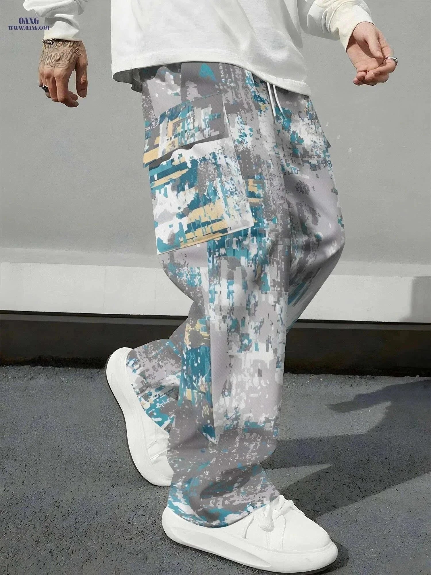 Men's All-Season Cragopants - Adjustable Waist, 3D Print, Multiple Pockets   OAXG Mixed Color / S