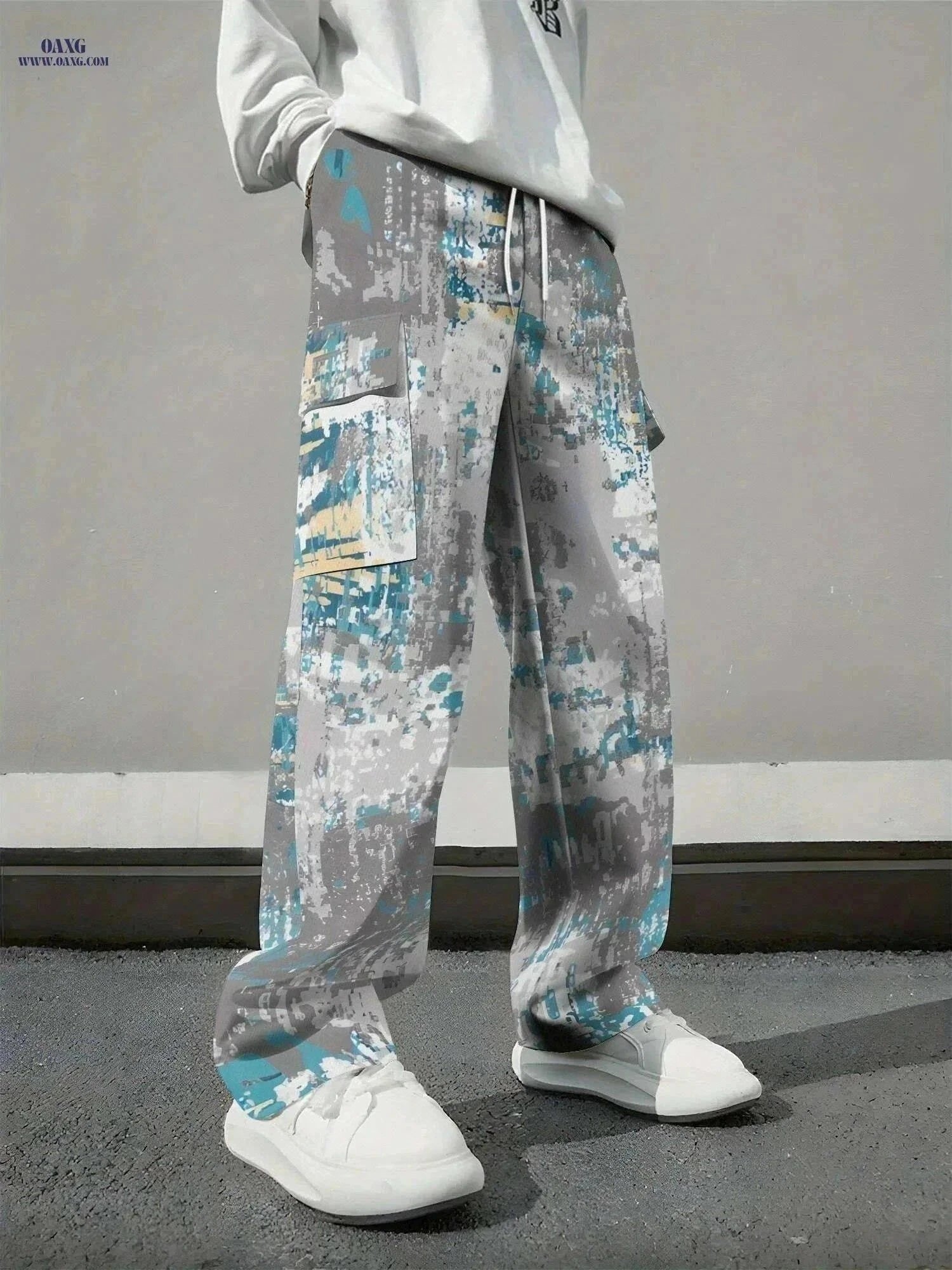 Men's All-Season Cragopants - Adjustable Waist, 3D Print, Multiple Pockets   OAXG Mixed Color / S