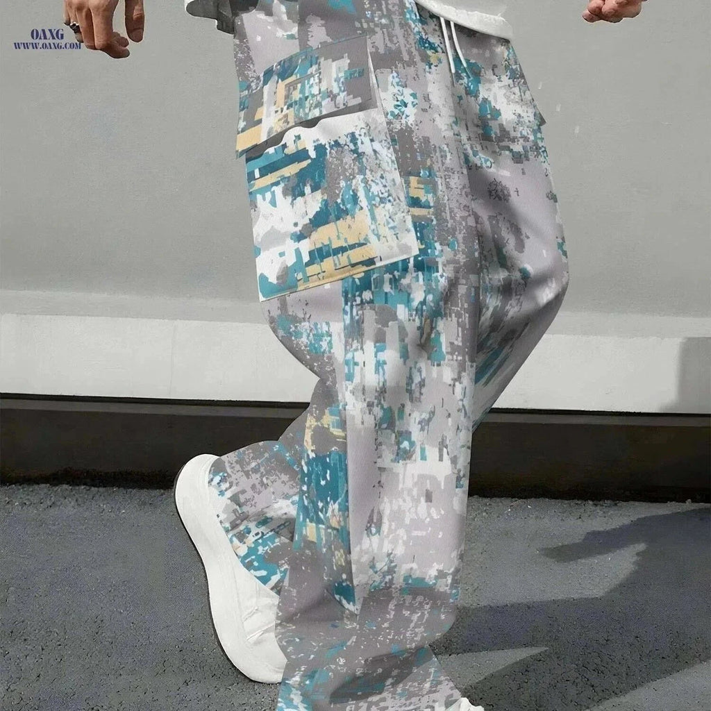 Men's All-Season Cragopants - Adjustable Waist, 3D Print, Multiple Pockets   OAXG Mixed Color / S