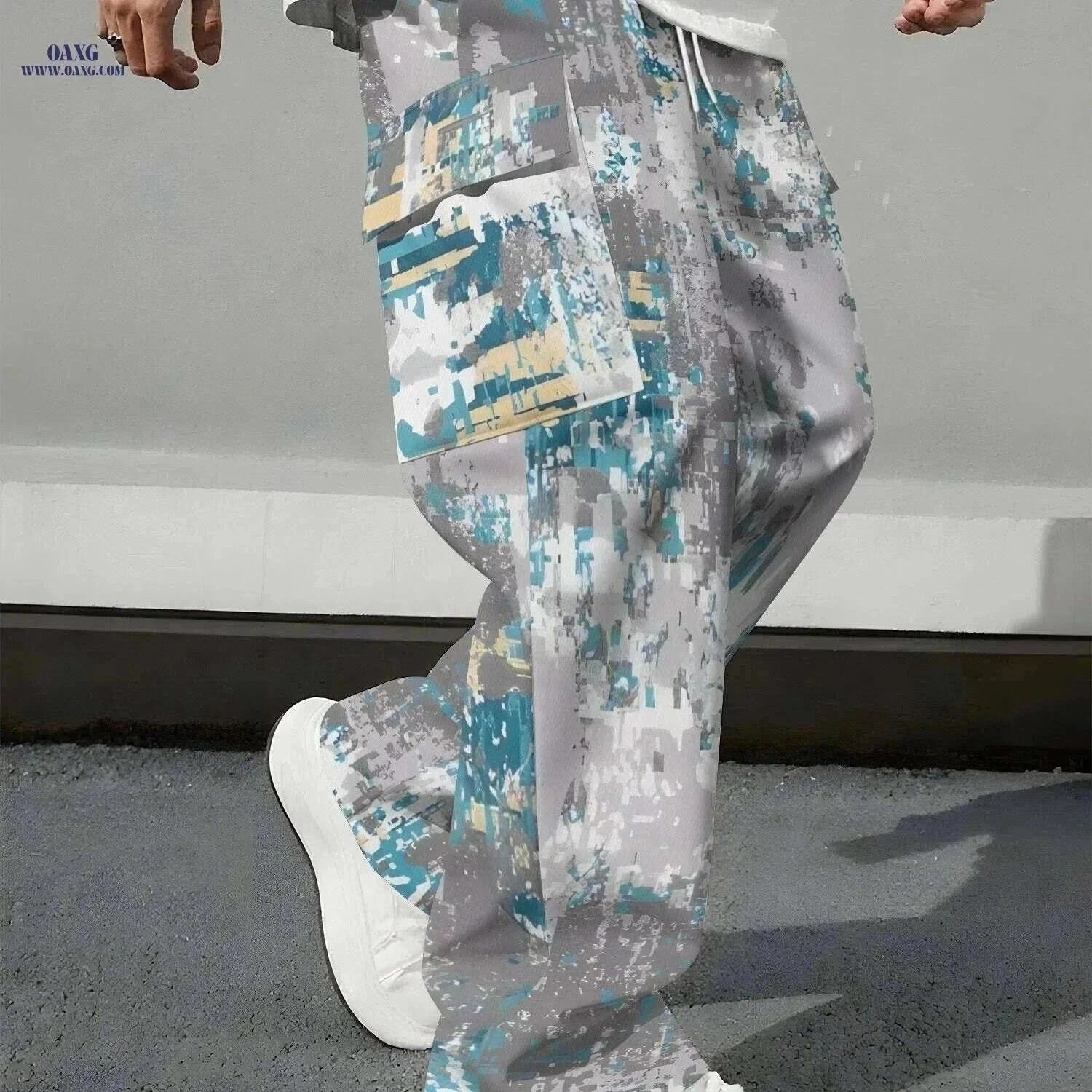 Men's All-Season Cragopants - Adjustable Waist, 3D Print, Multiple Pockets   OAXG Mixed Color / S