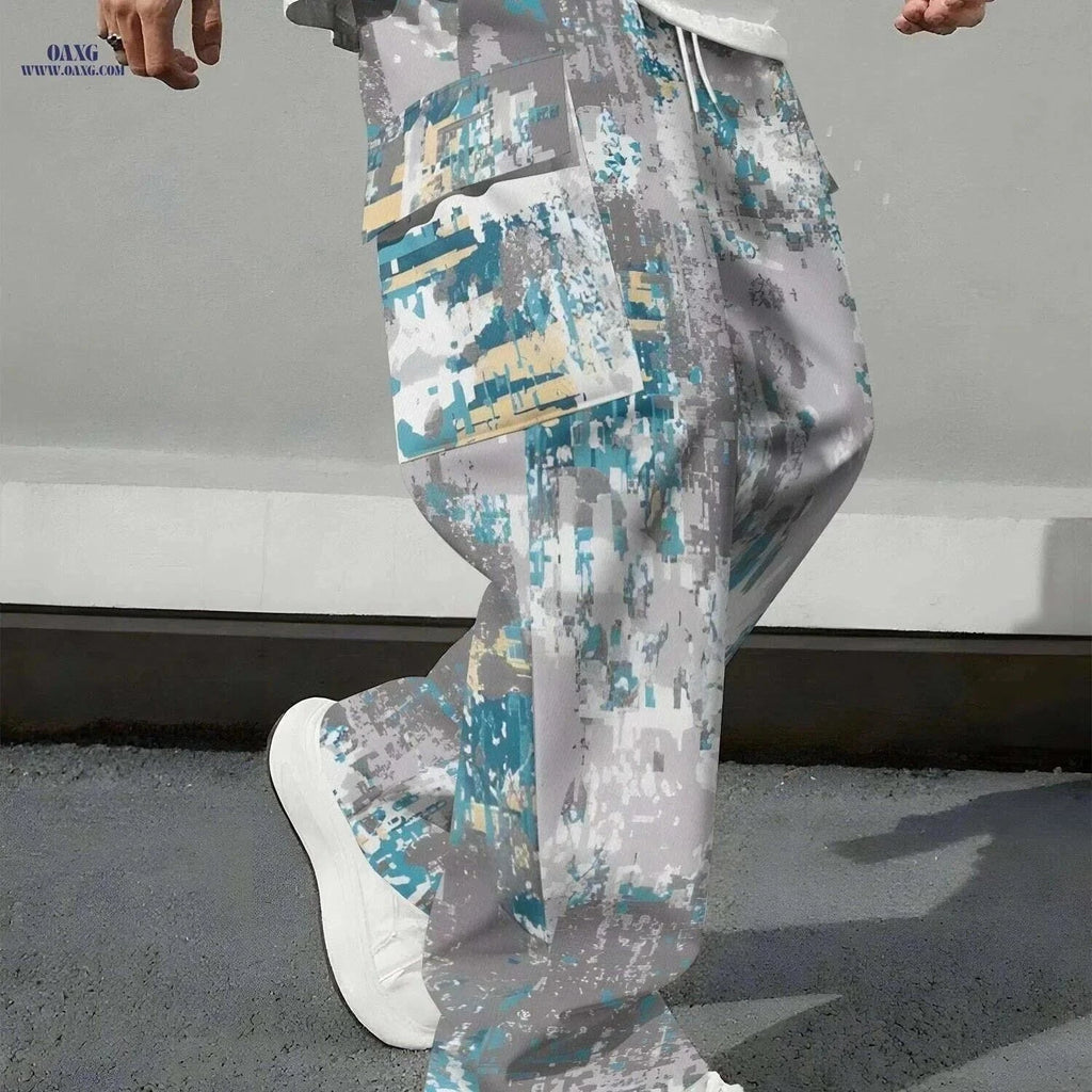 Men's All-Season Cragopants - Adjustable Waist, 3D Print, Multiple Pockets   OAXG Mixed Color / S