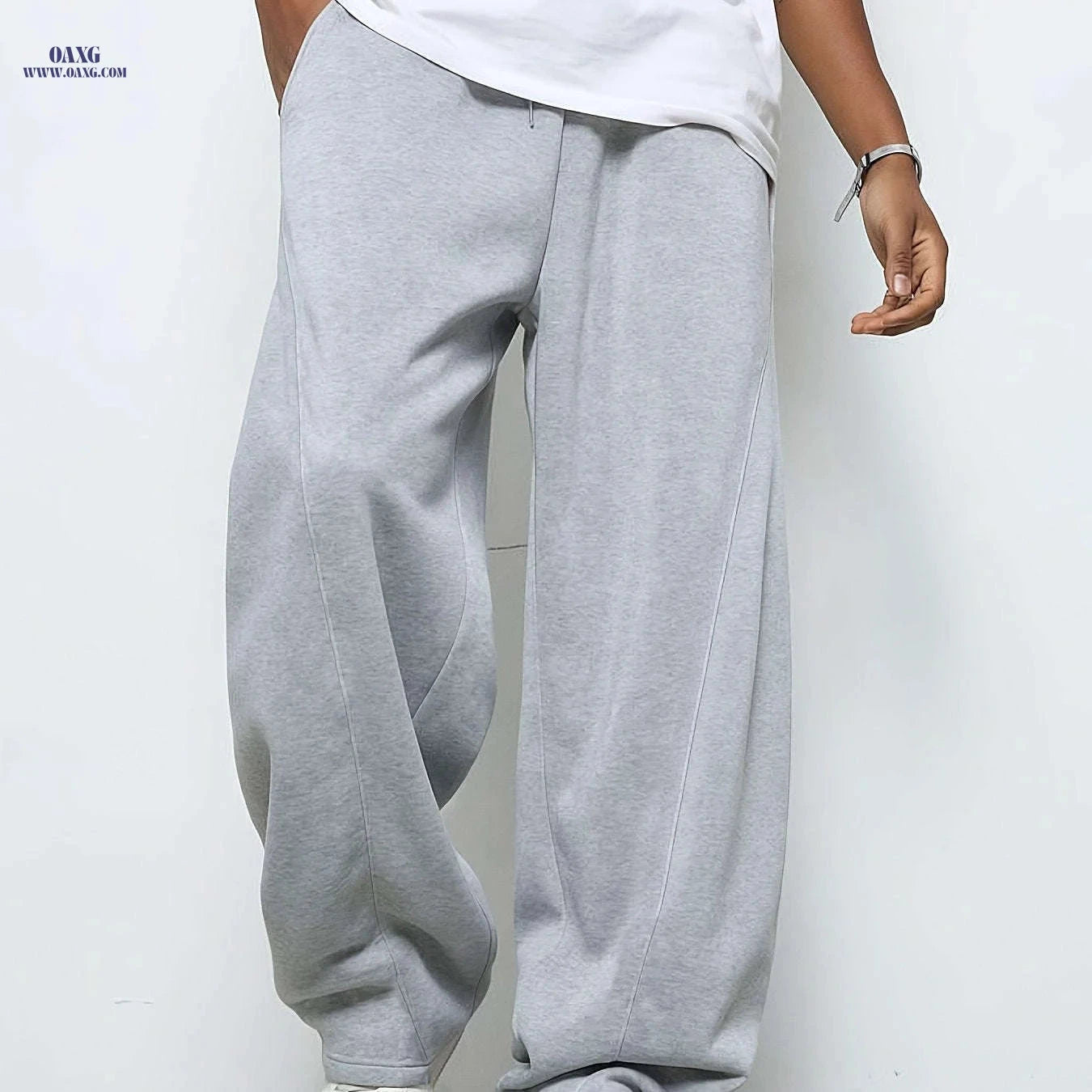 Men's All-Season Joggers - Loose Fit, Drawstring with Pockets   OAXG Light Grey / FR S