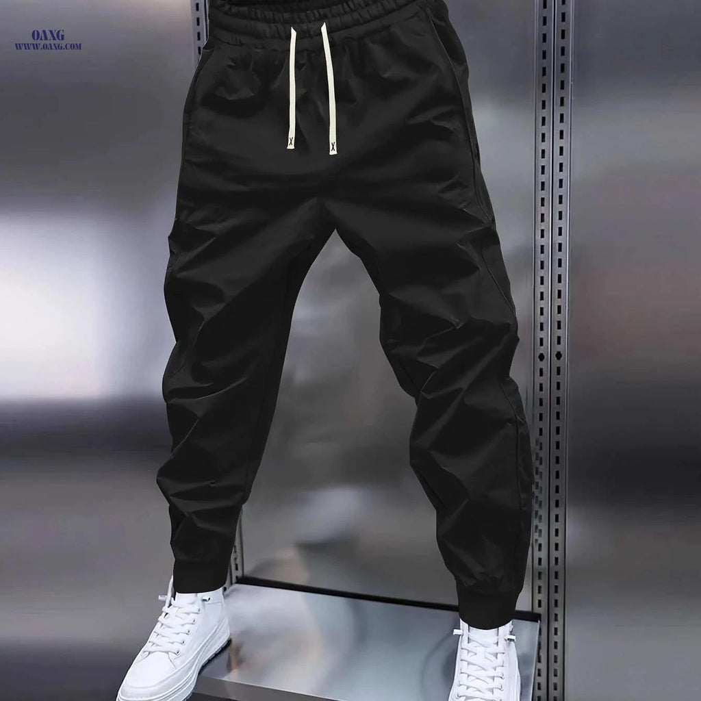 Men's All-Weather Drawstring Trousers - Perfect for Sports & Relaxation   OAXG Black / FR S