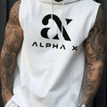 Men's Alpha X Graphic Hooded Tank Top - Sleeveless Gym Hoodie   OAXG 