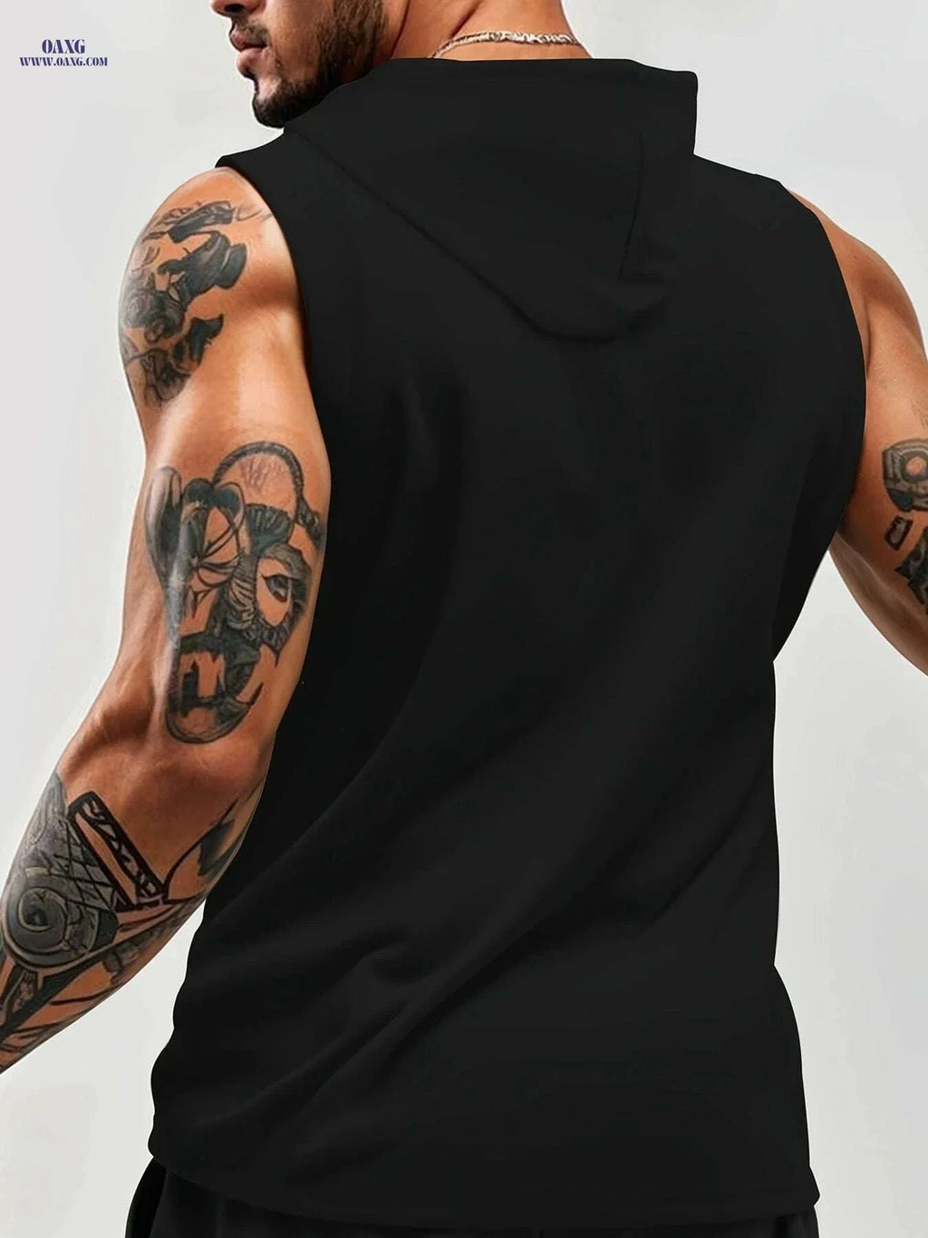 Men's Alpha X Graphic Hooded Tank Top - Sleeveless Gym Hoodie   OAXG White / S