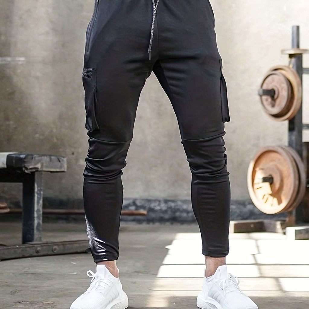 Men's Athletic Pants - Zippered Ankle, Multiple Utility Pockets   OAXG Black / FR S