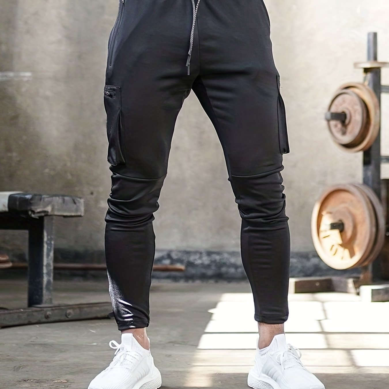Men's Athletic Pants - Zippered Ankle, Multiple Utility Pockets   OAXG Black / FR S