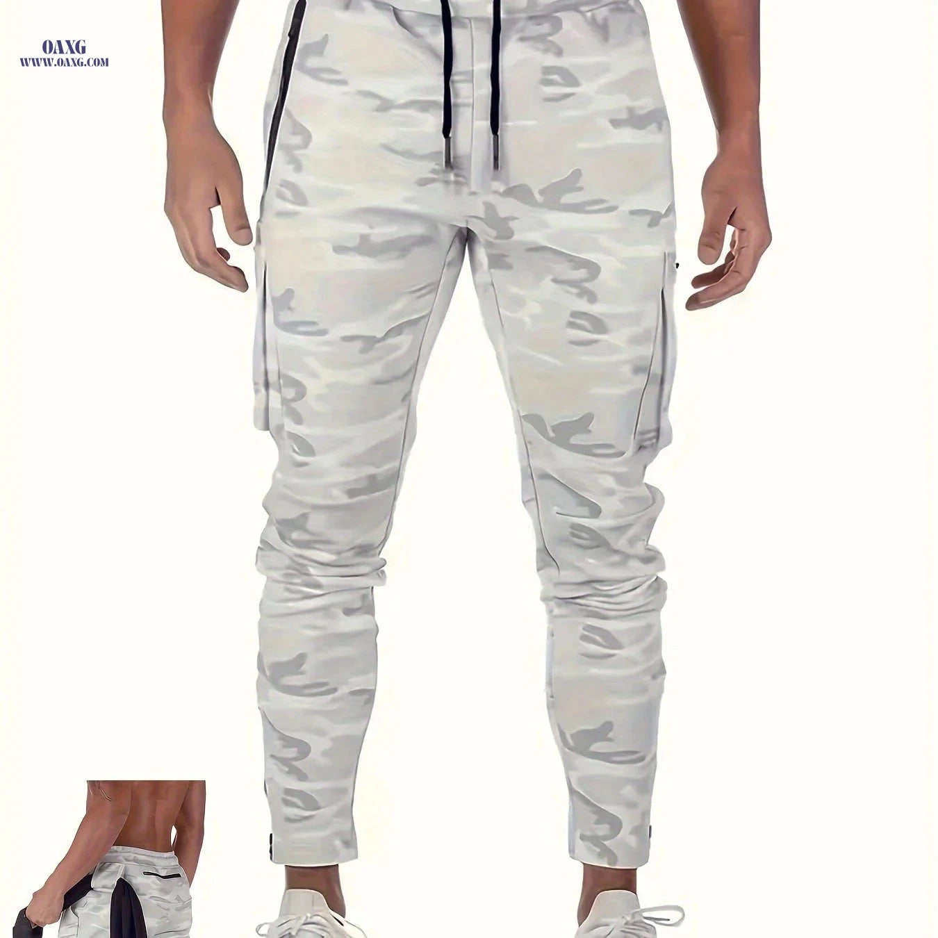 Men's Athletic Pants - Zippered Ankle, Multiple Utility Pockets   OAXG 