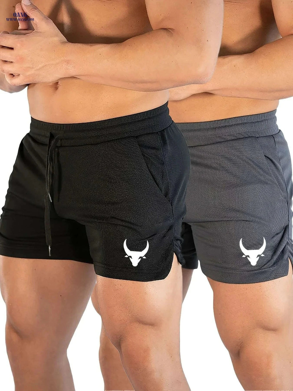 Men's Athletic Shorts - Stretchy Polyester with Calf Head Print   OAXG 