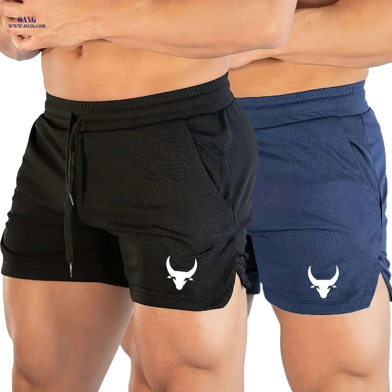 Men's Athletic Shorts - Stretchy Polyester with Calf Head Print   OAXG 