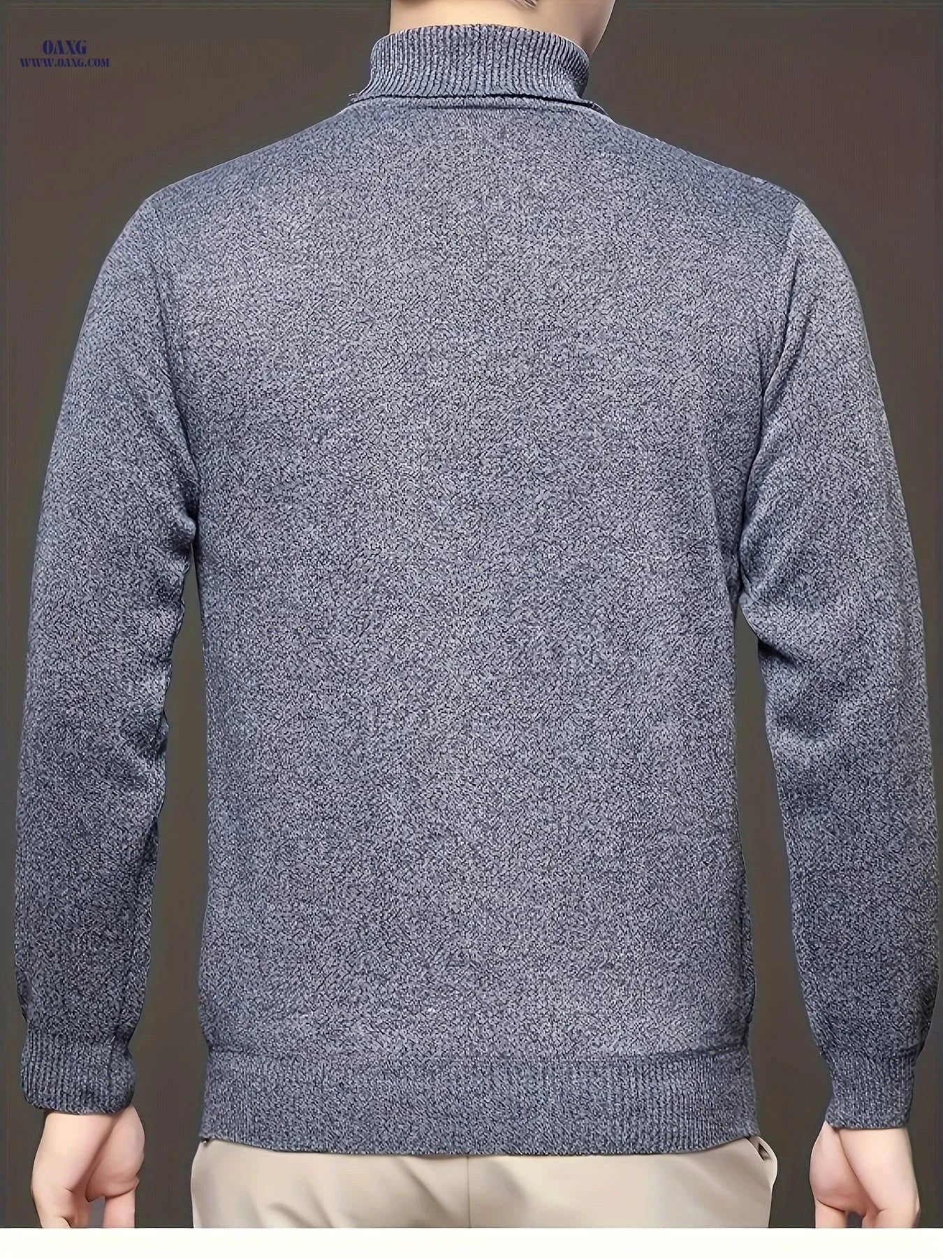 Men's Autumn Turtleneck Pullover Sweater - Jacquard Knit Casual Style   OAXG 