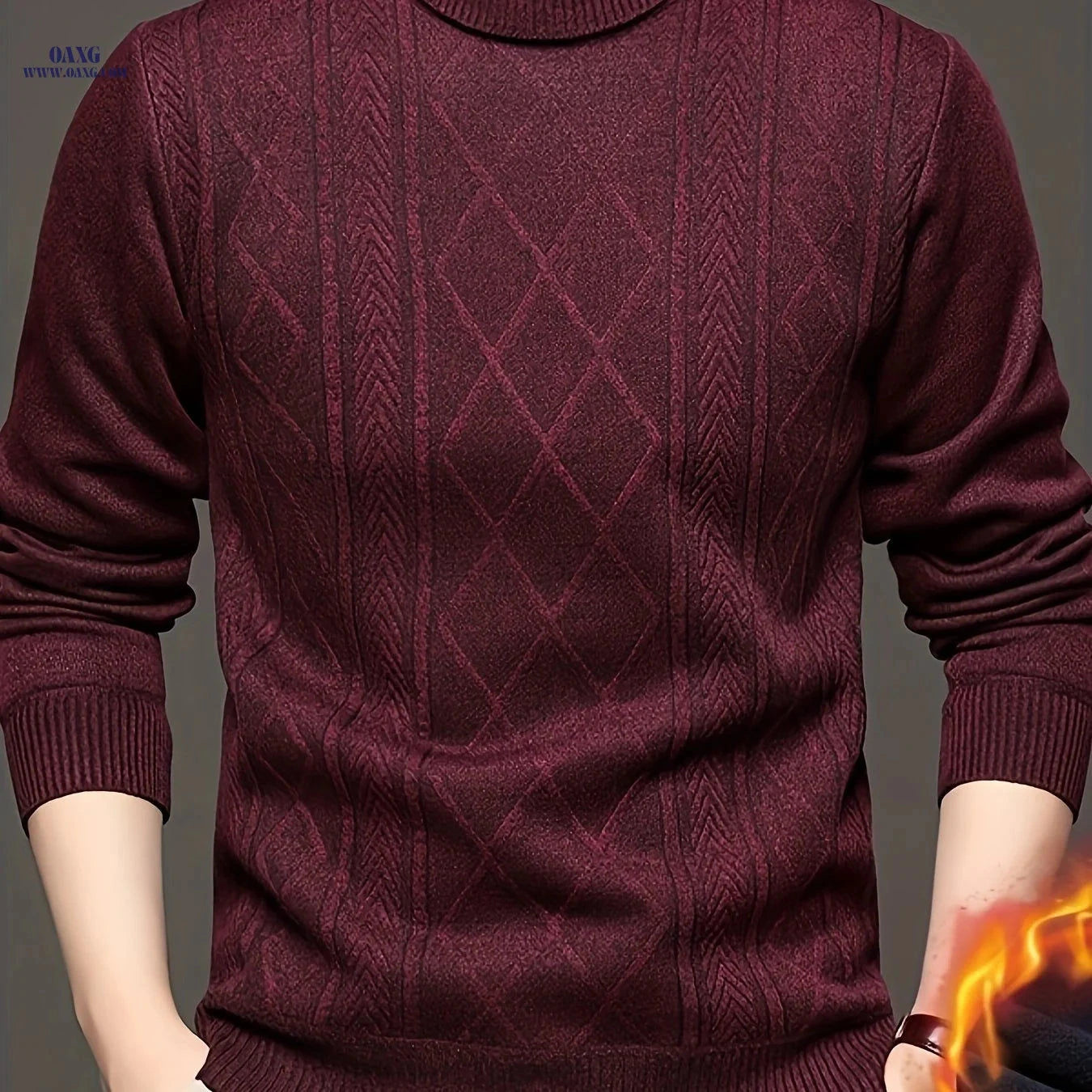 Men's Autumn Turtleneck Pullover Sweater - Jacquard Knit Casual Style   OAXG E1008 gray / FR S