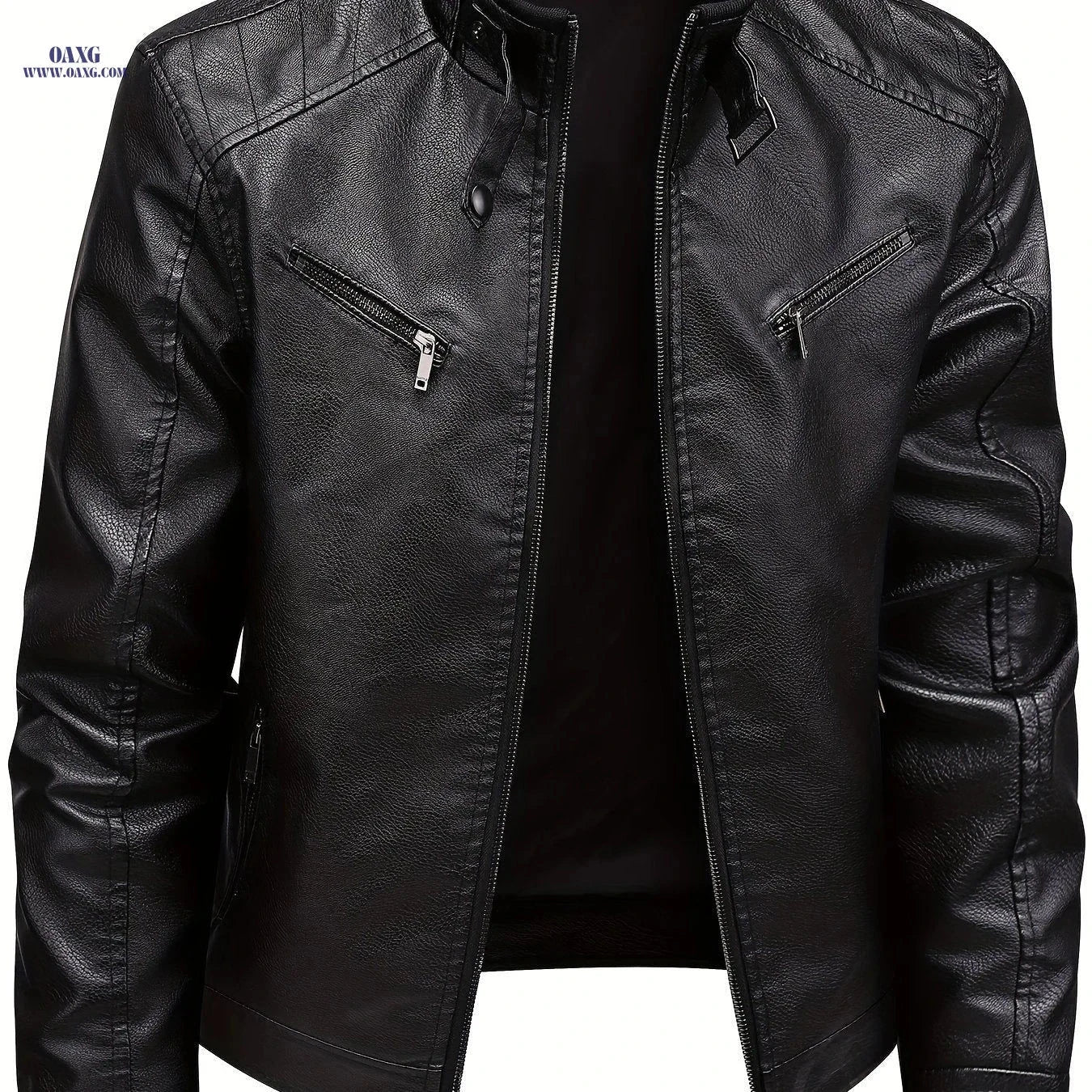 Men's Autumn/Winter Jacket - Trendy Stand Collar Motorcycle Style   OAXG 