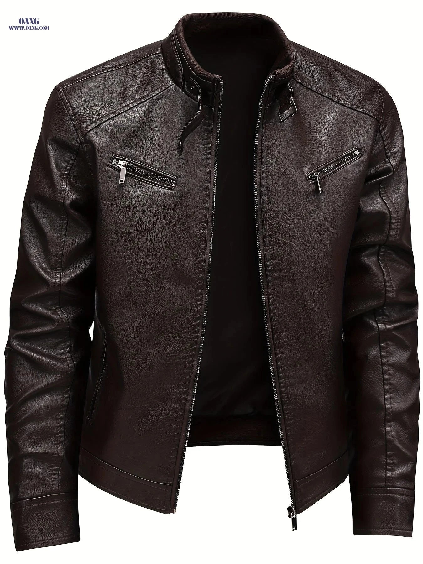 Men's Autumn/Winter Jacket - Trendy Stand Collar Motorcycle Style   OAXG 