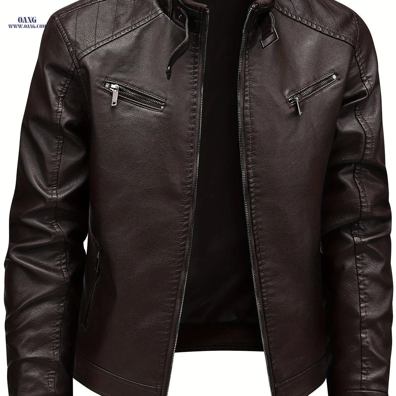 Men's Autumn/Winter Jacket - Trendy Stand Collar Motorcycle Style   OAXG 