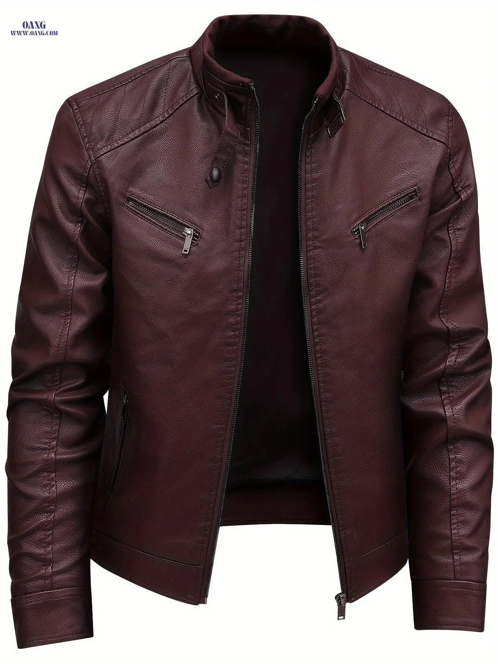 Men's Autumn/Winter Jacket - Trendy Stand Collar Motorcycle Style   OAXG 