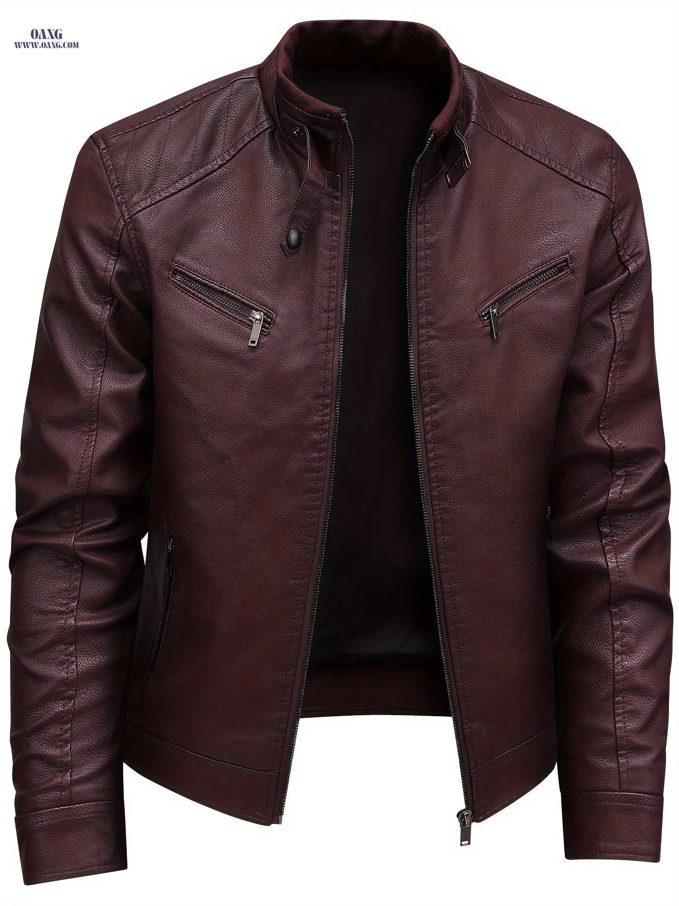 Men's Autumn/Winter Jacket - Trendy Stand Collar Motorcycle Style   OAXG 