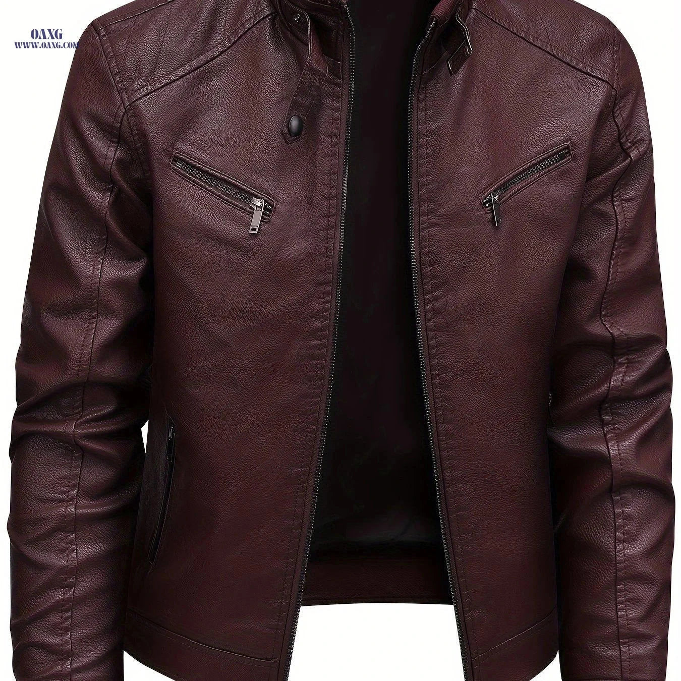 Men's Autumn/Winter Jacket - Trendy Stand Collar Motorcycle Style   OAXG 