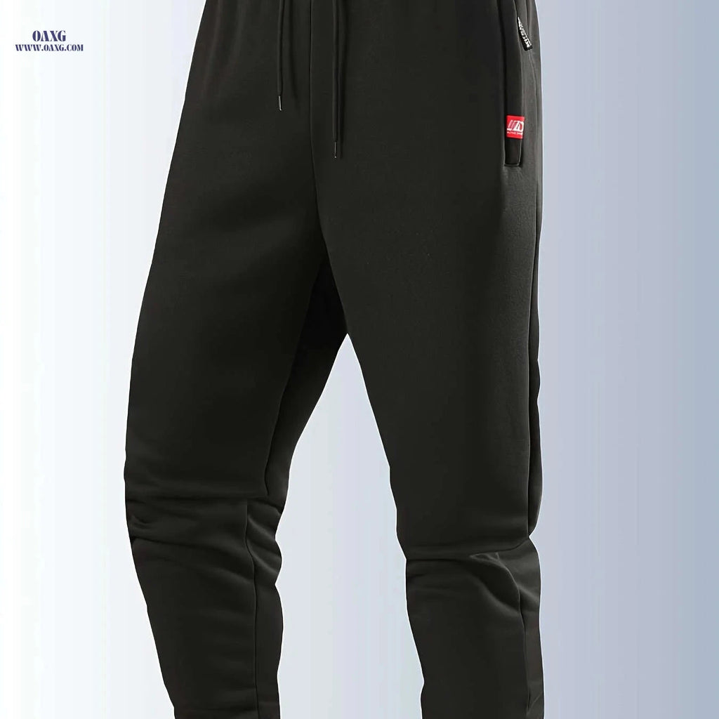 Men's Autumn Winter Joggers - Elastic Waistband, Zip Pockets   OAXG 