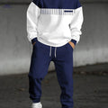 Men's Autumn Winter Striped Hoodie and Sweatpants Set - Casual Style   OAXG 