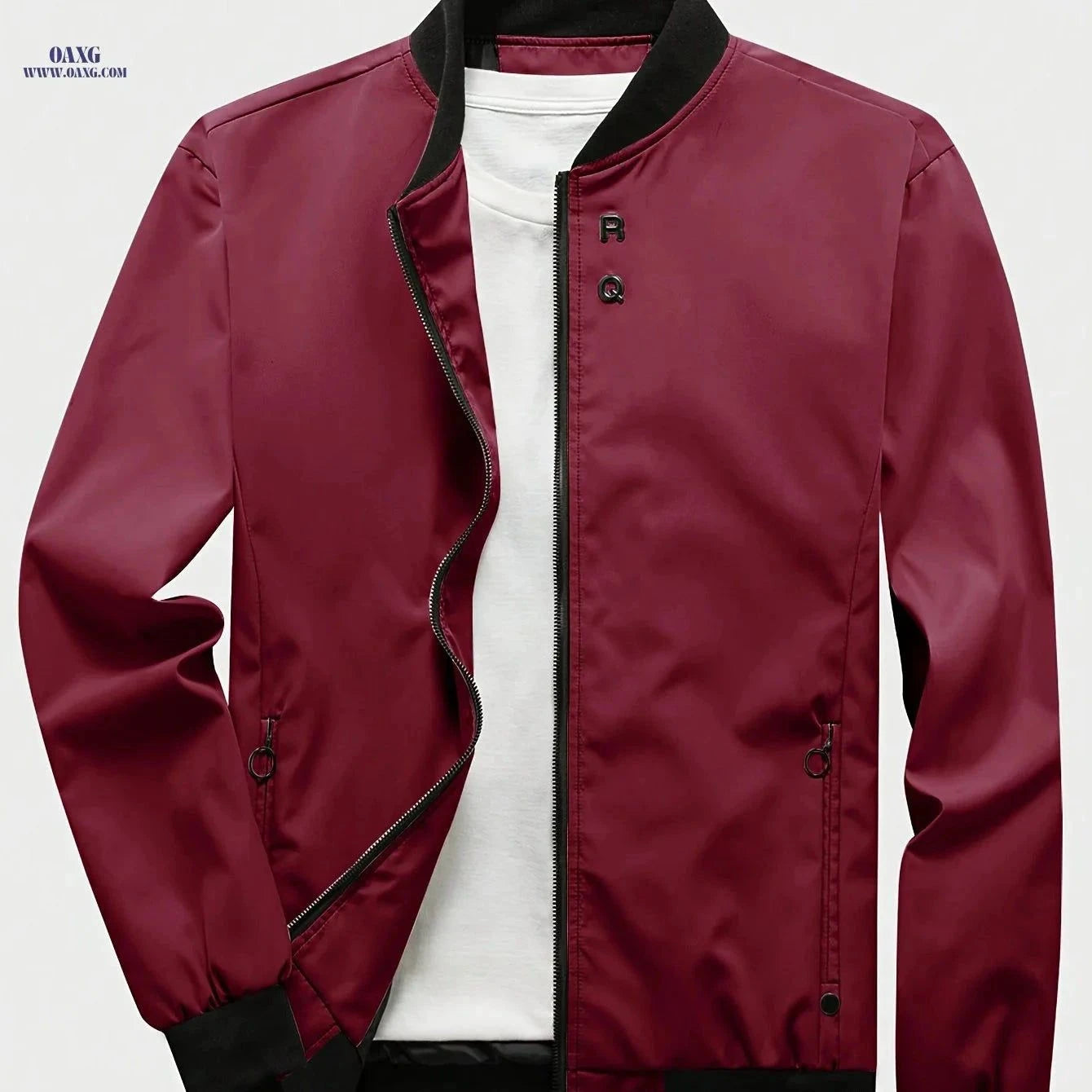 Men's Baseball Collar Jacket - Zipper Cardigan for Fall/Winter   OAXG Red / FR XXS
