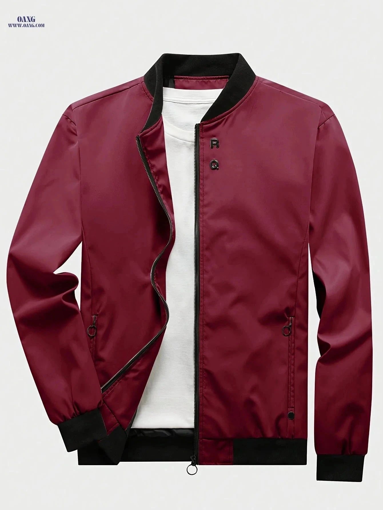 Men's Baseball Collar Jacket - Zipper Cardigan for Fall/Winter   OAXG Red / FR XXS