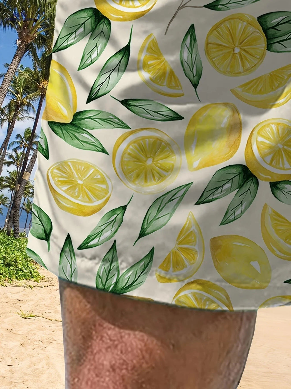 Men's Beach Shorts - Casual Woven Polyester with Drawstring   OAXG 