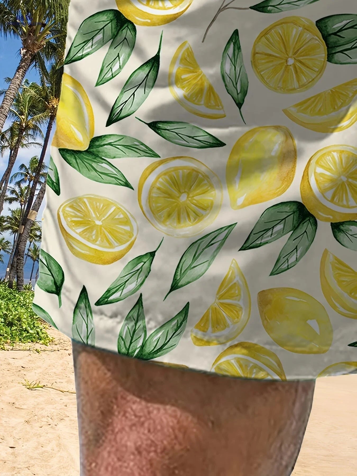 Men's Beach Shorts - Casual Woven Polyester with Drawstring   OAXG 