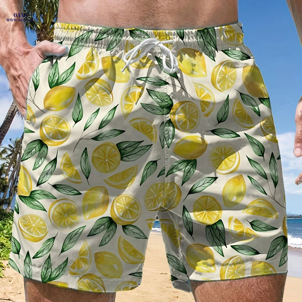 Men's Beach Shorts - Casual Woven Polyester with Drawstring   OAXG 【Multicolor】 / FR S