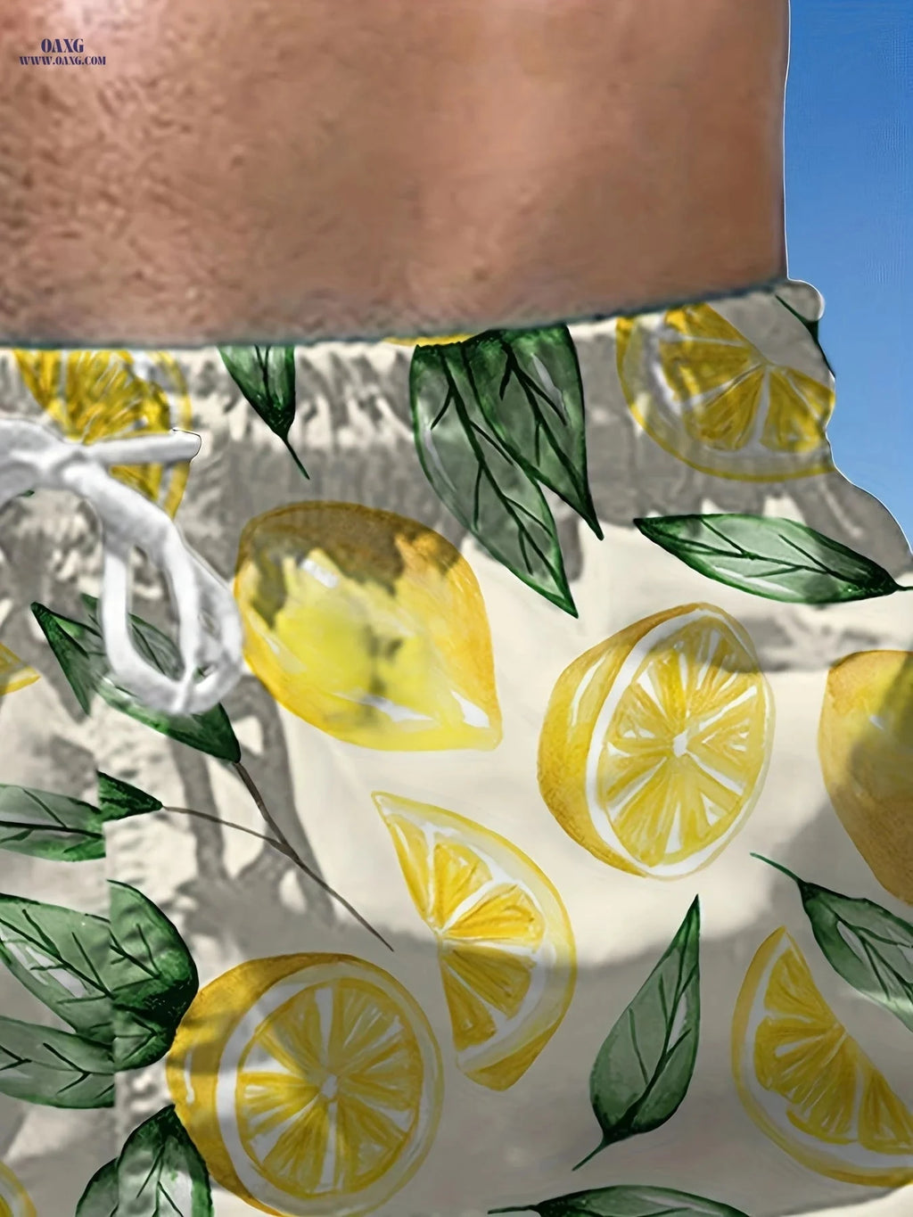 Men's Beach Shorts - Casual Woven Polyester with Drawstring   OAXG 