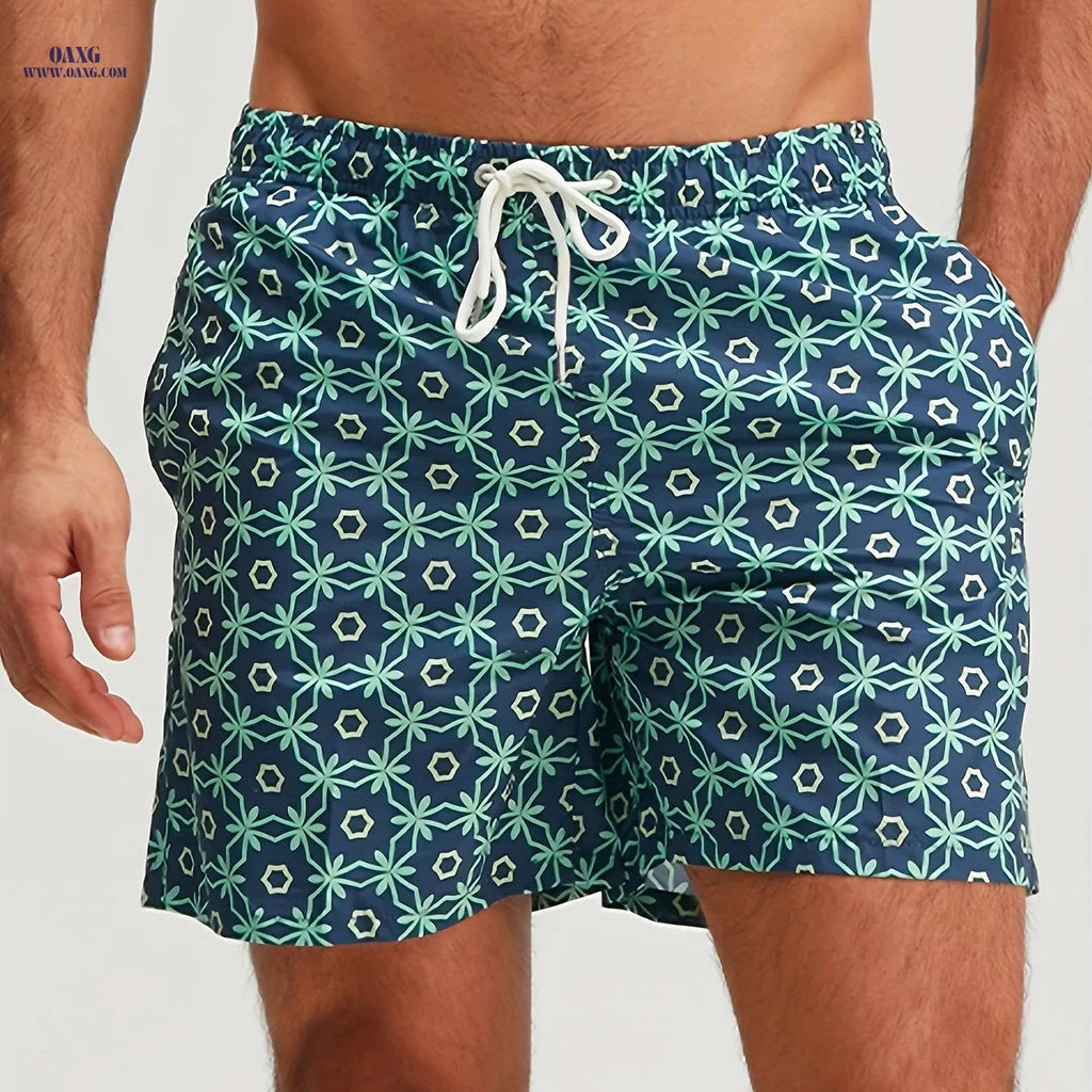 Men's Beach Shorts - Drawstring Sports Style, 100% Polyester Material   OAXG Multicolor / FR XS